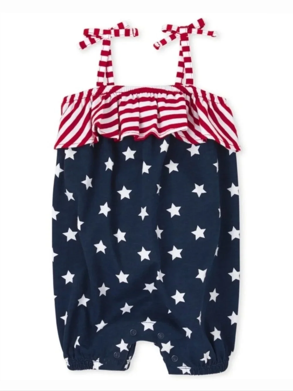 Baby Girls Patriotic Star & Stripe Romper 3-6 Months Red White Blue 100% Cotton